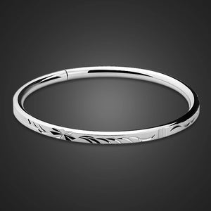 925 Silver Bracelet Engraved Pattern Women's Jewelry