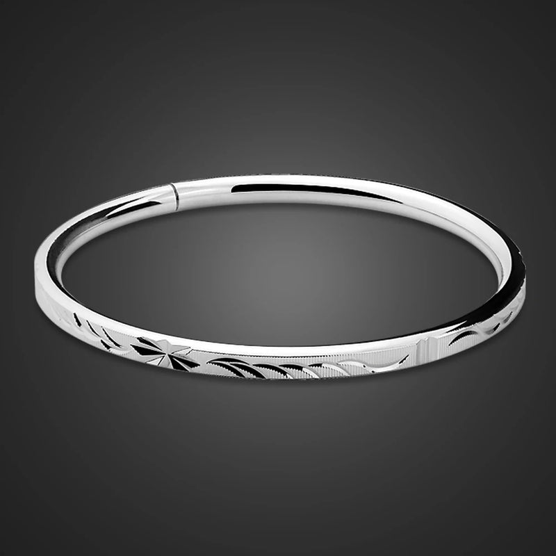 925 Silver Bracelet Engraved Pattern Women's Jewelry