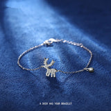 925 Silver Bracelet Reindeer Fairy Horn Zircon Jewelry Gift
