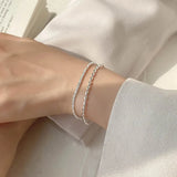 Women's 925 Silver Bracelet with Stars and Olive Beads