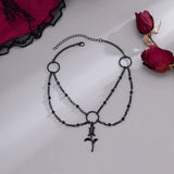 Pink Collar Chain Necklace with Crystal Tassels