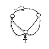 Pink Collar Chain Necklace with Crystal Tassels