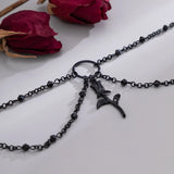 Pink Collar Chain Necklace with Crystal Tassels