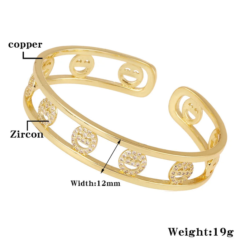 Women's Wide Smiley Bracelet ins Personality Gift