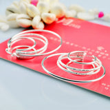 Women's Hyperbole Silver Earrings 925 Sterling Silver Round Multilayer Earring