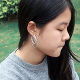 Women's Hyperbole Silver Earrings 925 Sterling Silver Round Multilayer Earring