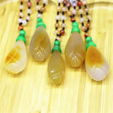 Women's Chalcedony Agates Pendant Natural Jades Flower Pendant Necklace