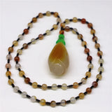 Women's Chalcedony Agates Pendant Natural Jades Flower Pendant Necklace