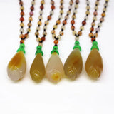 Women's Chalcedony Agates Pendant Natural Jades Flower Pendant Necklace