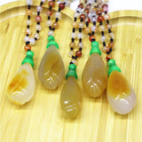 Women's Chalcedony Agates Pendant Natural Jades Flower Pendant Necklace