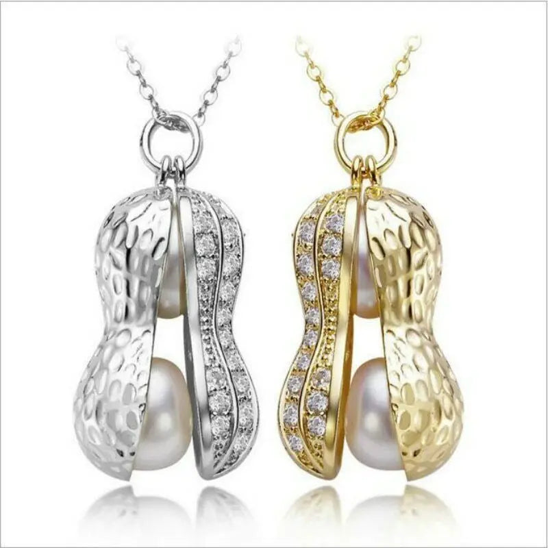 Natural Freshwater Pearl Necklace Peanut Pendant Clavicle Chain