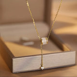 S925 Sterling Silver Opal Zircon Necklace
