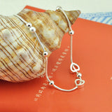 Women's Silver Anklet Round Bead Silver Chain Summer Jewelry