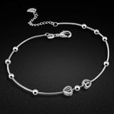 Women's Silver Anklet Round Bead Silver Chain Summer Jewelry