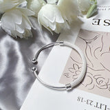 Silver Grid Pattern Open Bracelet