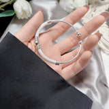 Silver Grid Pattern Open Bracelet