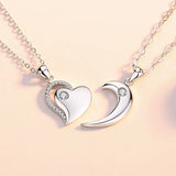Women's Silver Zircon Heart Pendant Necklace