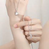 Women's Silver Zircon Heart Pendant Necklace