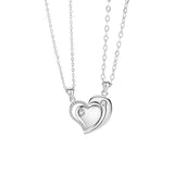Women's Silver Zircon Heart Pendant Necklace