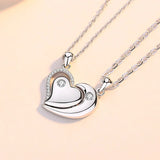 Women's Silver Zircon Heart Pendant Necklace