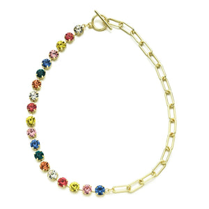 Colorful Choker Necklace Rainbow Crystal Zircon Chain Jewelry