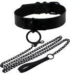 Sexy Rivet Metal Collar with Traction Rope