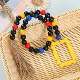 Wooden Bead Tassel Beaded Long Photo Frame Pastoral Style