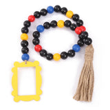 Wooden Bead Tassel Beaded Long Photo Frame Pastoral Style