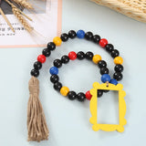 Wooden Bead Tassel Beaded Long Photo Frame Pastoral Style