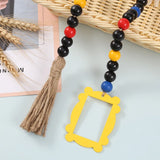 Wooden Bead Tassel Beaded Long Photo Frame Pastoral Style