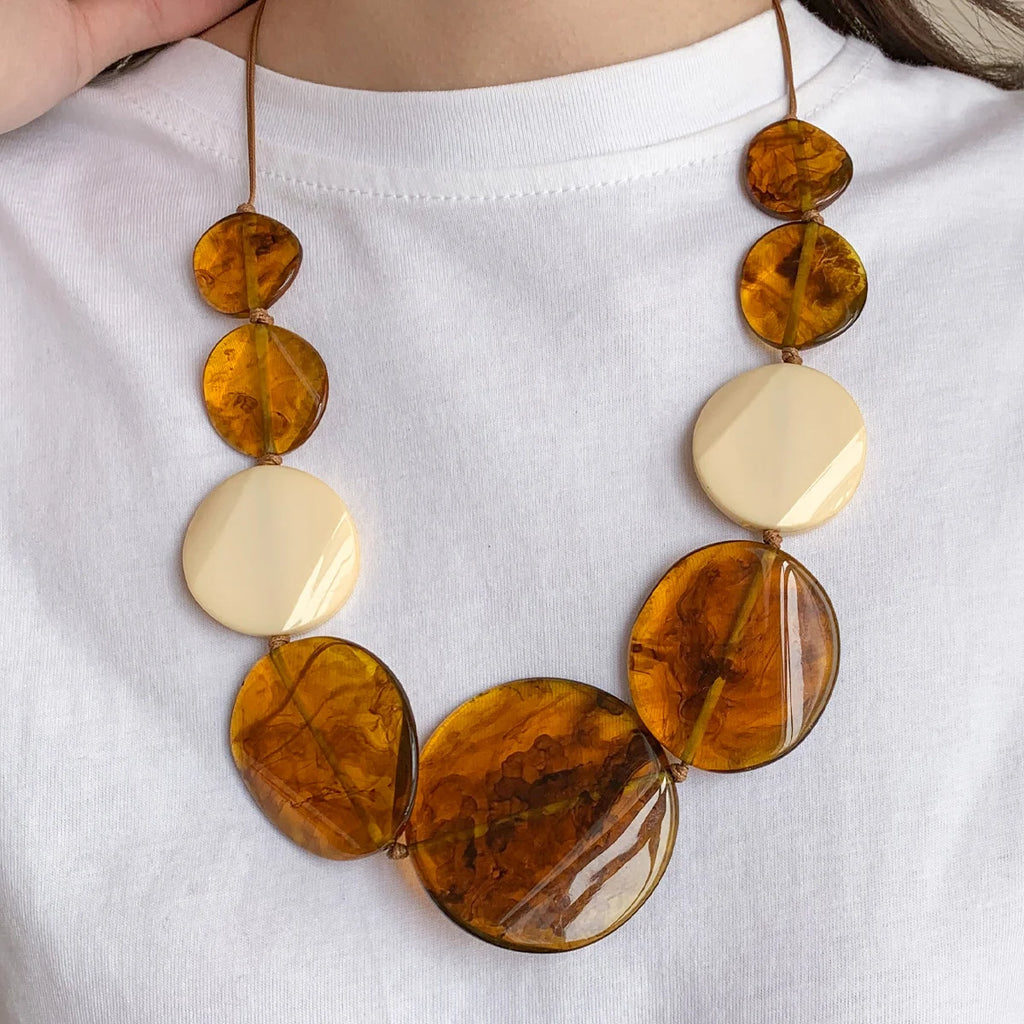 Colorful Wooden Beaded Pendant Necklace for Women