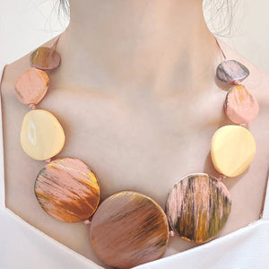 Colorful Wooden Beaded Pendant Necklace for Women