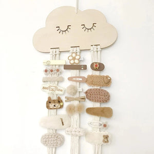 Wooden Cloud Baby Hair Clips Holder