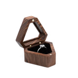 Wooden Ring Box Marriage Proposal Velvet Jewelry Display Case