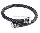 Men's Biker Skull Heads Cuff Bangle 316L Stainless Steel Bracelet