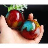 Xinjiang Colorful Jade Silk Jade Handle Piece Fitness Ball