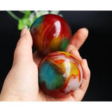 Xinjiang Colorful Jade Silk Jade Handle Piece Fitness Ball