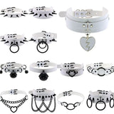Y2K Gothic Harajuku Chocker Necklaces Punk Heart Round Rivets Goth Choker