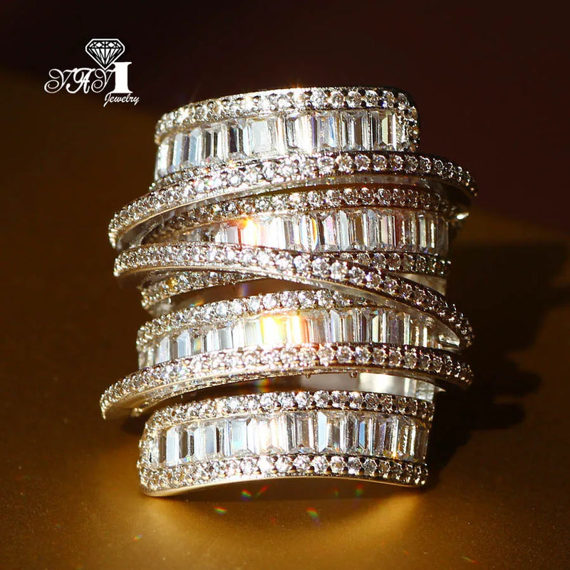 Princess Cut Moissanite Zirconia Silver Wedding Couples Copper Rings