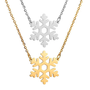 Christmas Gift Snowflake Pendant Necklace Stainless Steel Jewelry
