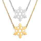 Christmas Gift Snowflake Pendant Necklace Stainless Steel Jewelry