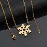 Christmas Gift Snowflake Pendant Necklace Stainless Steel Jewelry