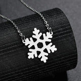 Christmas Gift Snowflake Pendant Necklace Stainless Steel Jewelry