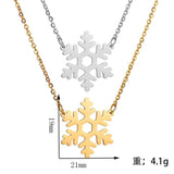 Christmas Gift Snowflake Pendant Necklace Stainless Steel Jewelry