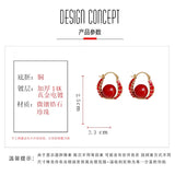 Festive Red Pearl Zircon Earrings Light Earrings