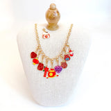 DIY Guofeng Long-Life Lock Ear Clip Red Crystal Children's Bracelet Beaded