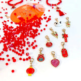 DIY Guofeng Long-Life Lock Ear Clip Red Crystal Children's Bracelet Beaded