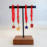 DIY Guofeng Long-Life Lock Ear Clip Red Crystal Children's Bracelet Beaded