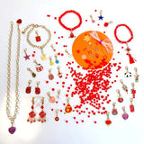 DIY Guofeng Long-Life Lock Ear Clip Red Crystal Children's Bracelet Beaded
