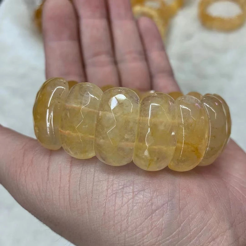 Yellow Jade Stone Bracelet Natural Gemstone Jewelry Bangle